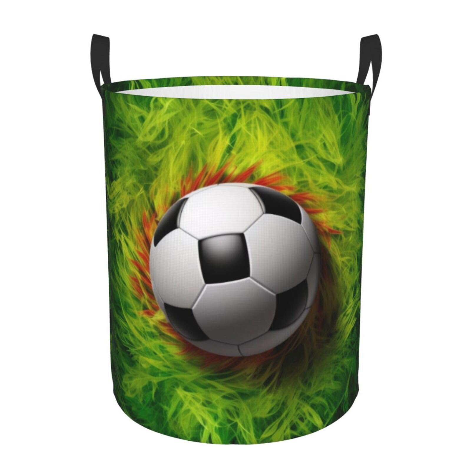 Laundry Baskets, Waterproof Oxford Fabric Laundry Hamper - Football On Grass - Toys Storage Baskets Bin, Dirty Clothes Storage Hampers With Handle, Organizer Basket, Nursery Hamper, Home Decor
