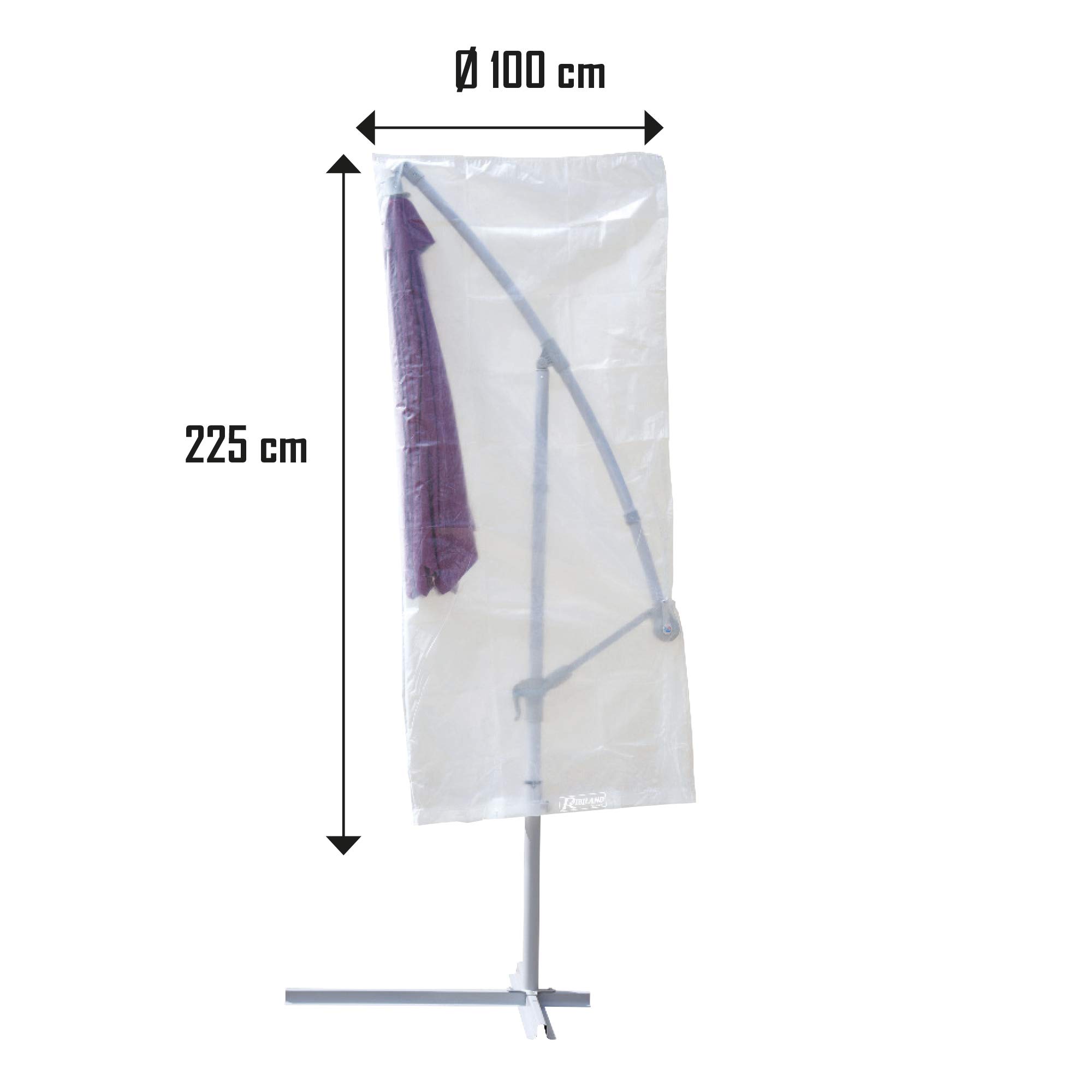 Ribiland Housse de Protection Pour Parasol Transparente 100 x 225 cm Résistante aux UV