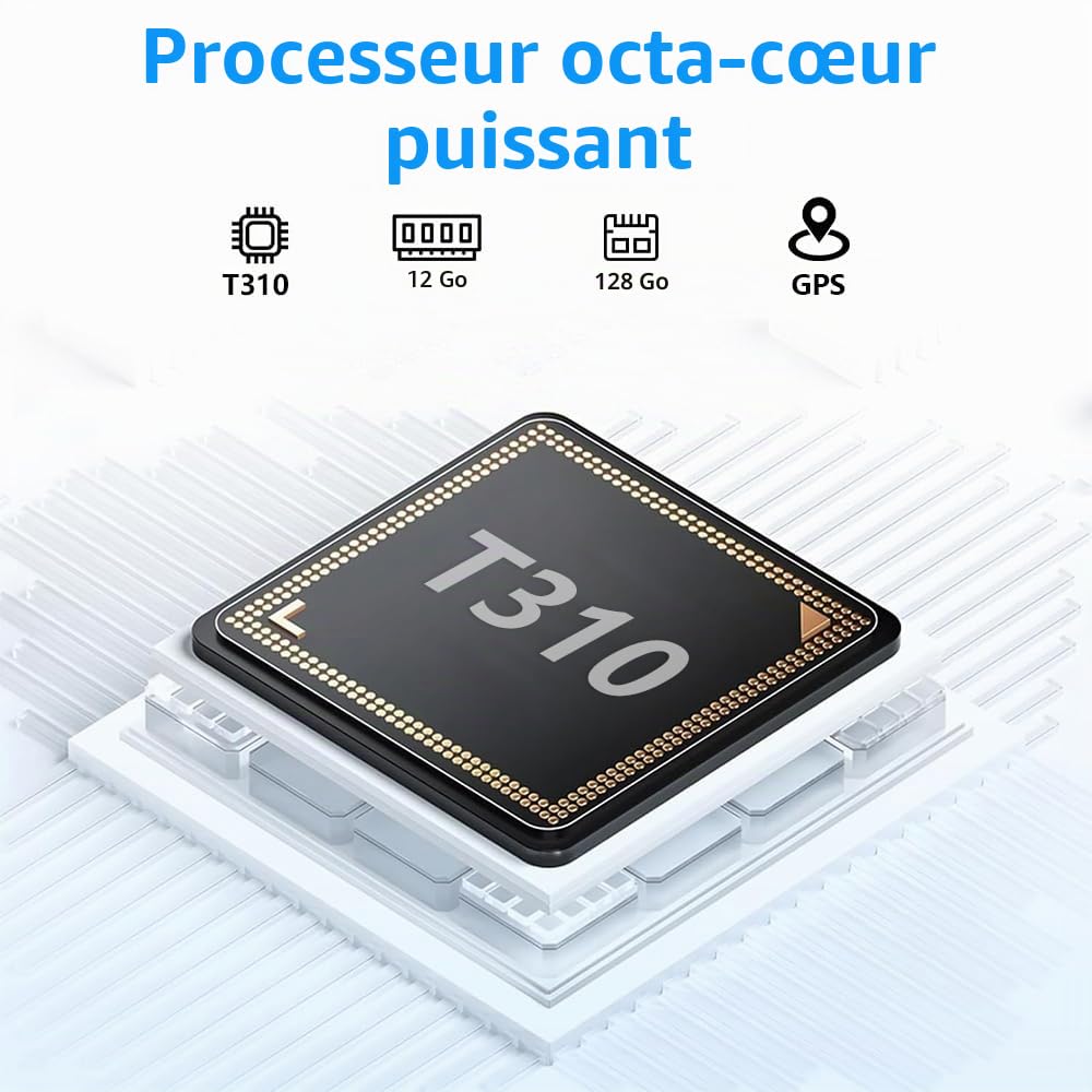 Crelander Tablette Android 15 10,1 ", 12 Go + 128 Go, batterie 8000 mAh, écran tactile 1280 x 800, Bluetooth/WiFi 5G, ensemble avec étui, clavier, souris et stylet (bleu)