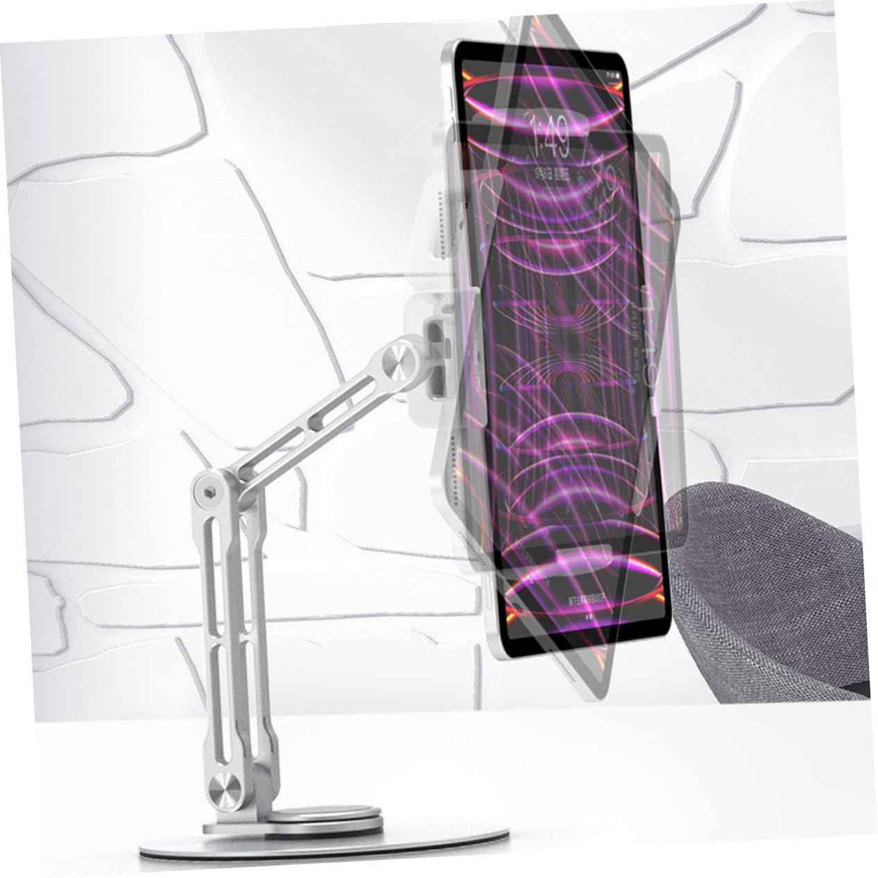 Didiseaon Support Tablette Pliable Alliage Aluminium Stable et Réglable Support Bureau Abs et Silicone Angle Ajustable pour Tablette Tactile Mains pour Vidéo et Appel