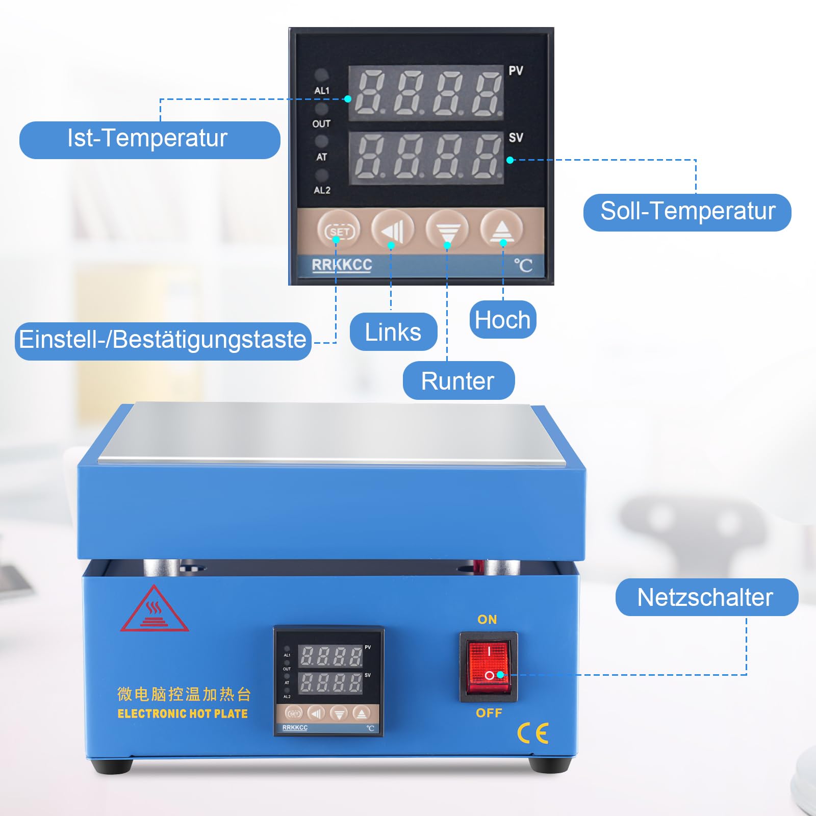 Lötstation 850 W 220 V LED Mikrocomputer Elektrische Vorheizung 200 x 200 mm EU Plug