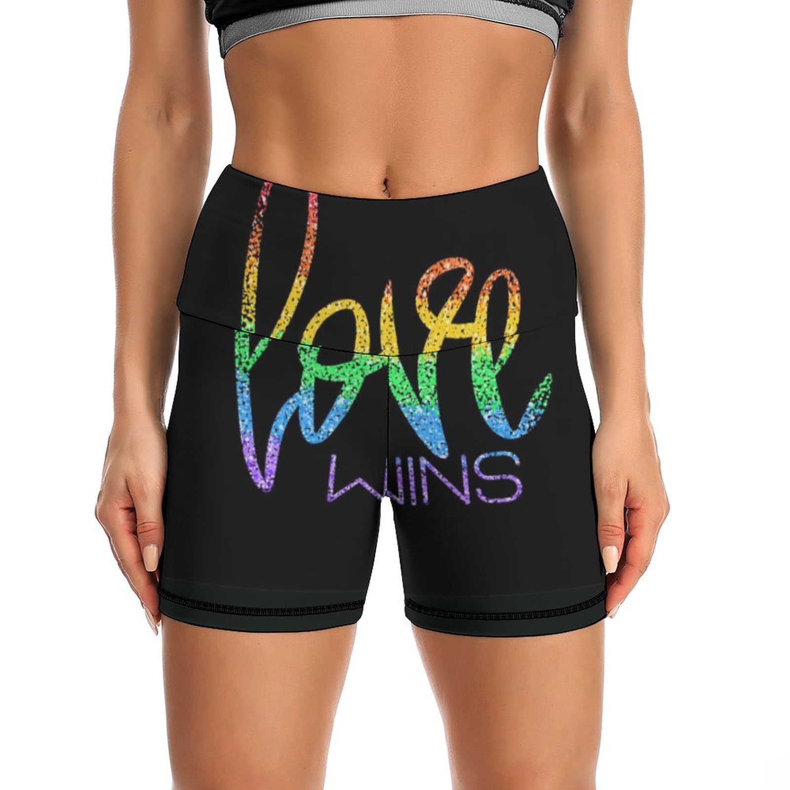 LGBTQ Pride Mouth Rainbow Gay High Waist Yoga Shorts for Women Athletic Shorts Leggings Running Pants