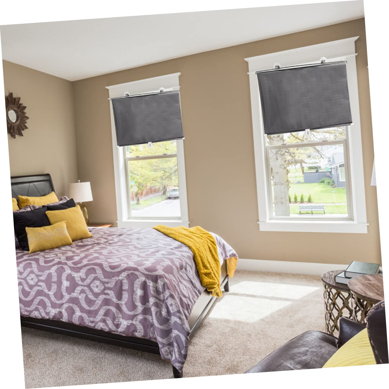 OUNONA 2Pcs Suction Cup Blackout Window Shades Temporary Sunshade Curtain for Home Travel Lightweight Portable Design Fits Windows for Bedrooms Cars