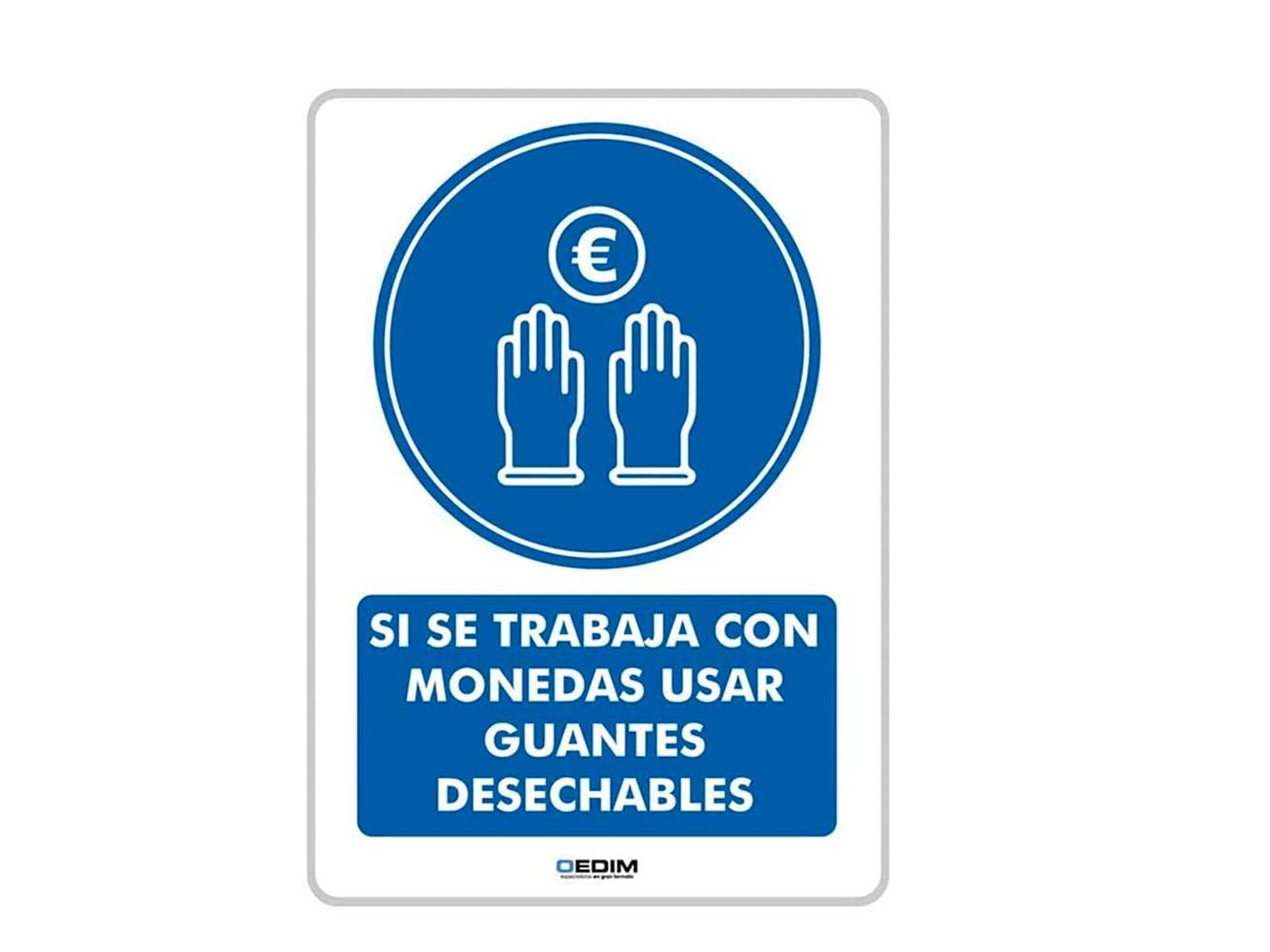 Lot de 5 panneaux de mesures d'hygiène et de sécurité | Utiliser des gants avec de l'argent | Plusieurs matériaux |