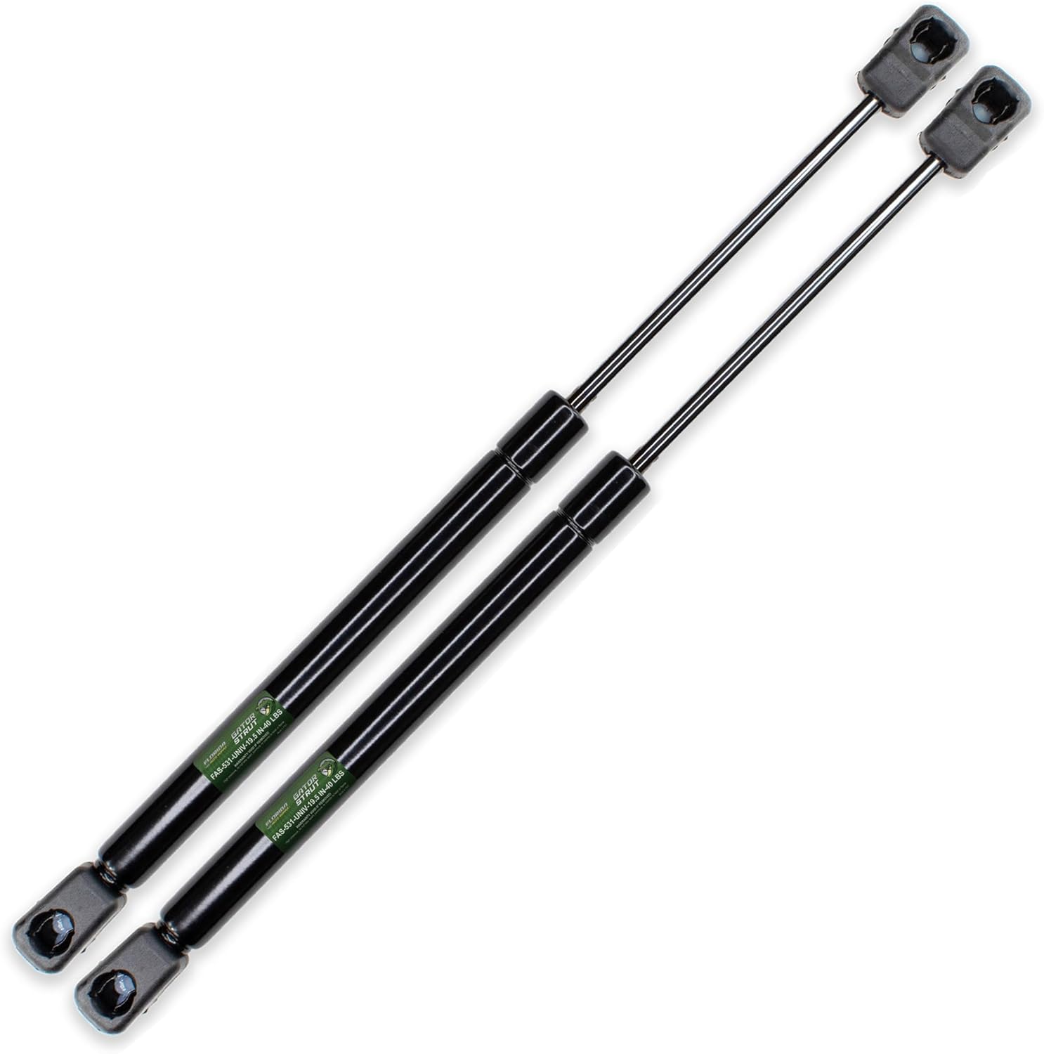 Two Pack 19.5" inches Long Extended, 40 LB Force Pressure, 10 mm Tube End, 10mm Rod End. Universal Lift Support -Compatible with: C16-08316 - Gas Shock - by Gator Strut, FAS-531-UNIV-19.5 IN-40 LBS-2