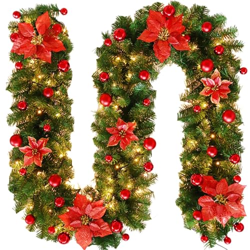 Weihnachtsgirlande mit Beleuchtung,2.7M/9Ft LED Girlande...