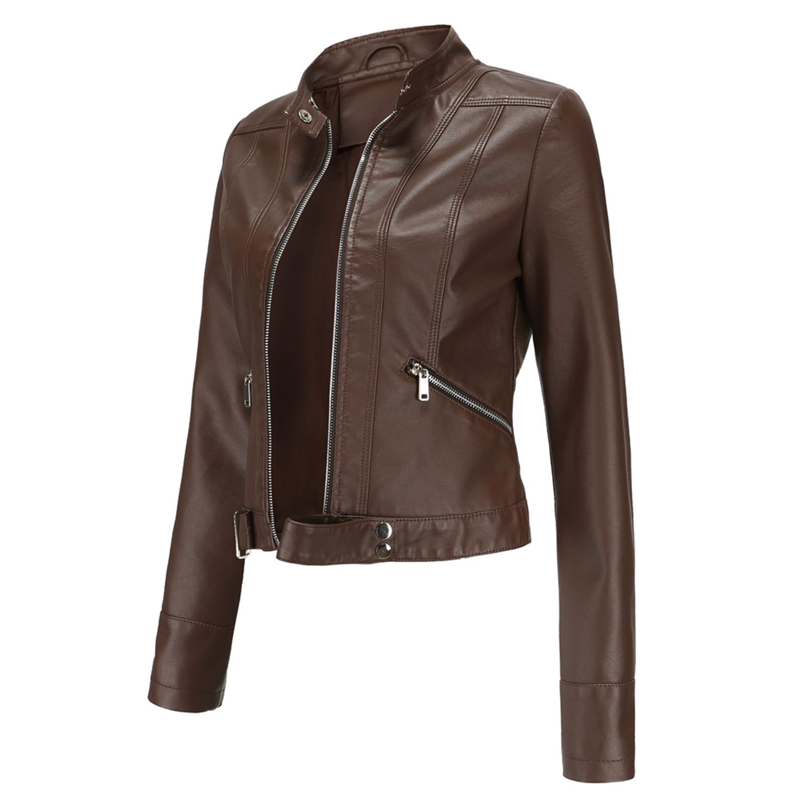KHIRVWL 2024 Giacca di Pelle Donna Giubbotto da Motociclista in PU Pelle Giacca da Biker Slim Fit Bomber di Pelle Giacchetta Leggera Casual Giacche da Moto Outwear Leggero Comodo Cardigan Similpelle