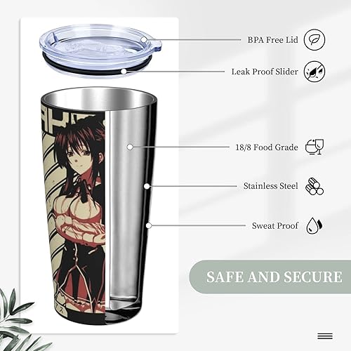 Miniatura 6 de High School Dxd doble pared vacío viaje taza de café Anime 20oz aislado acero inoxidable tazas con tapa y paja