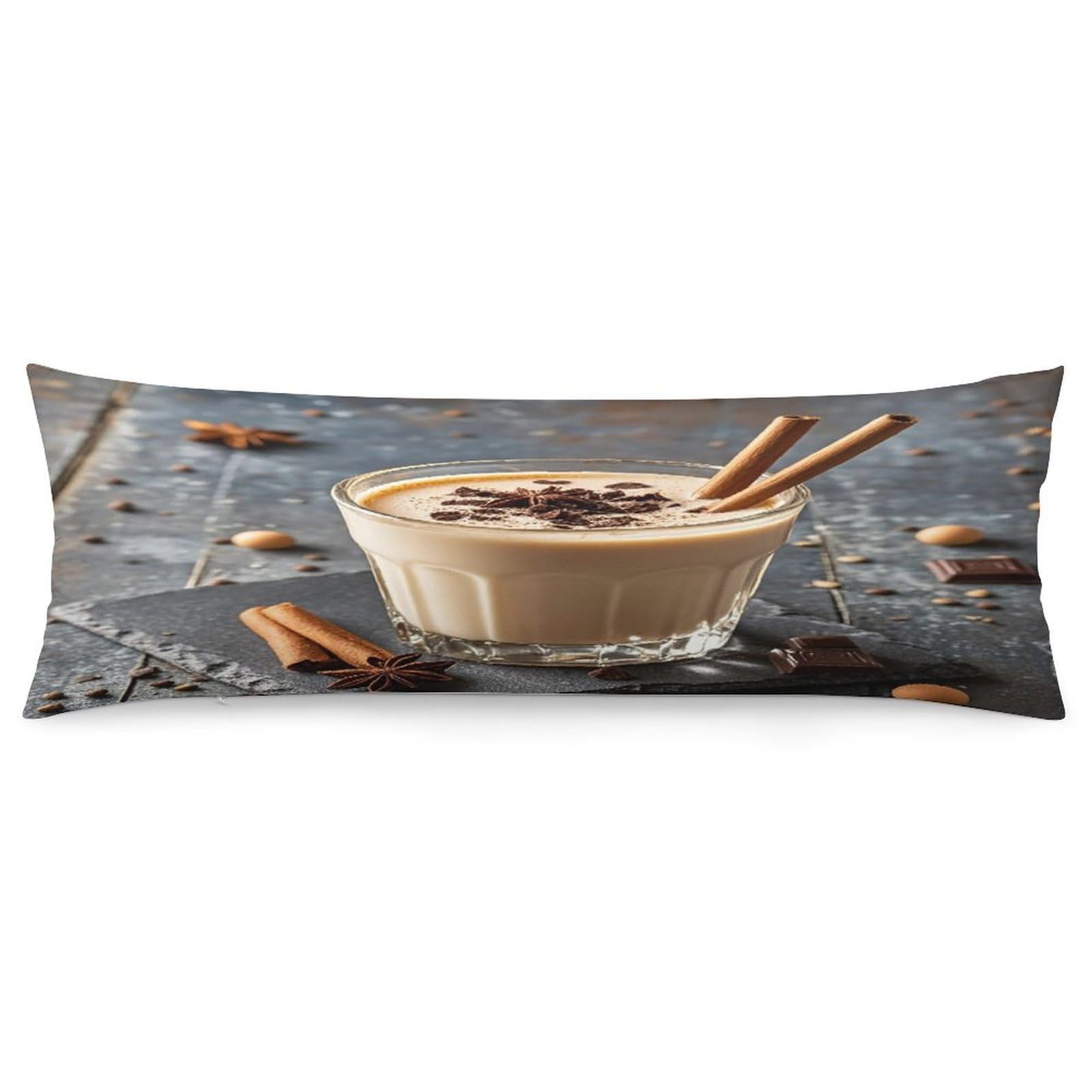 Eggnog Body Pillow Cover Long Body Pillow Pillowcase with Hidden Zipper Ultra Soft Polyester Pillow Cases Breathable & Silky Long Pillows Case Cover 19x53 in