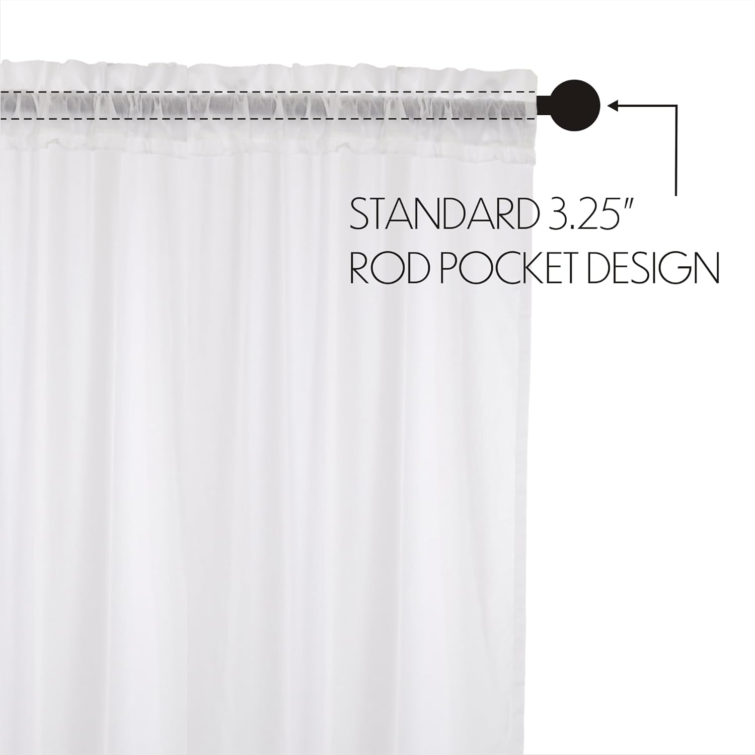 VHC Brands White Ruffled Sheer Prairie Swag Farmhouse Curtain Set with Rod Pocket 36x36x18