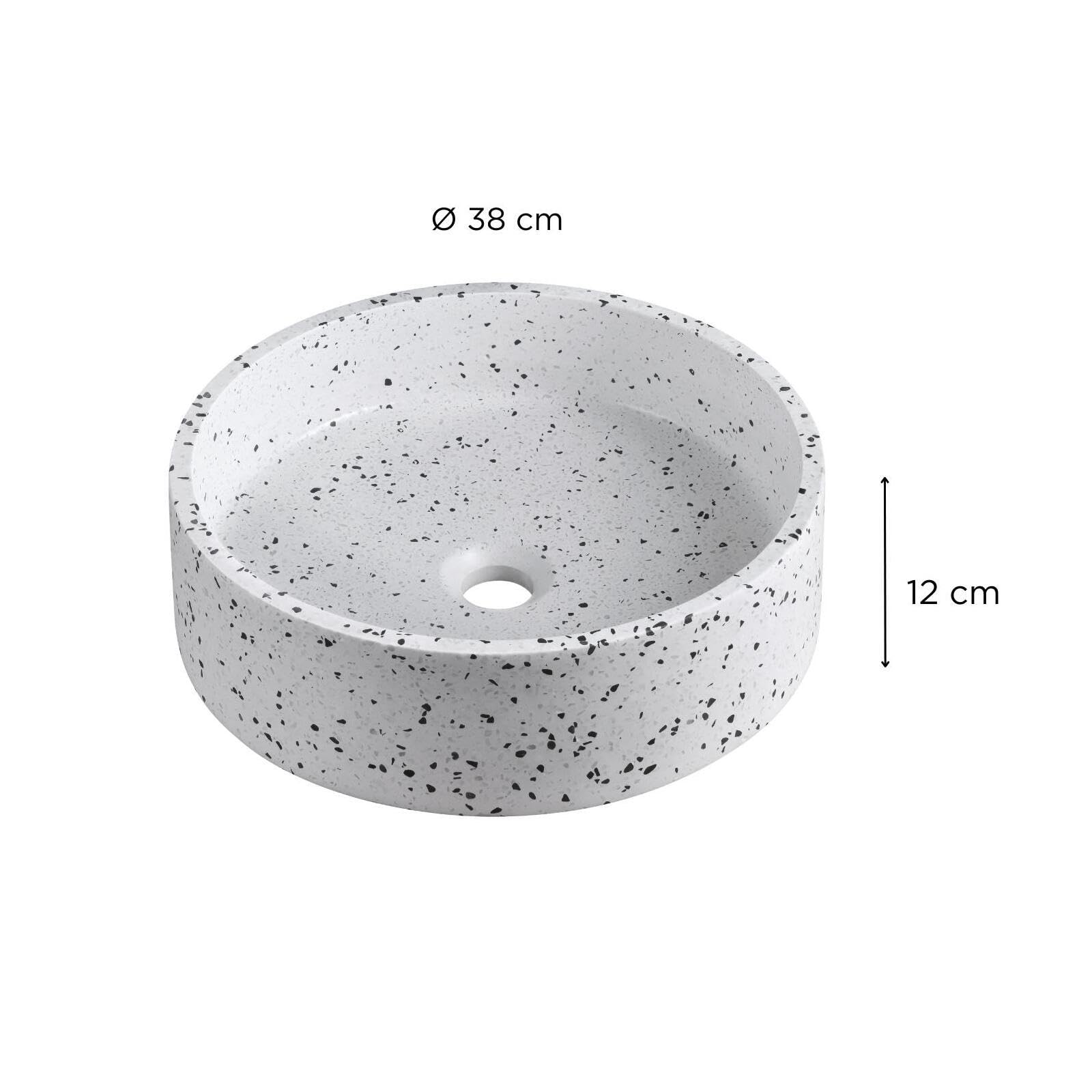 Okrągły umywalka z lastryko biały D38cm Mila