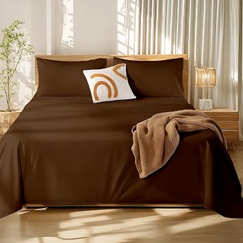 Microfiber bedsheet bedsheet for Double Bed bedsheet Double with Pillow Cover Microfiber bedsheet Set bedsheet Double Bed Color Chocolate Solid Double Size
