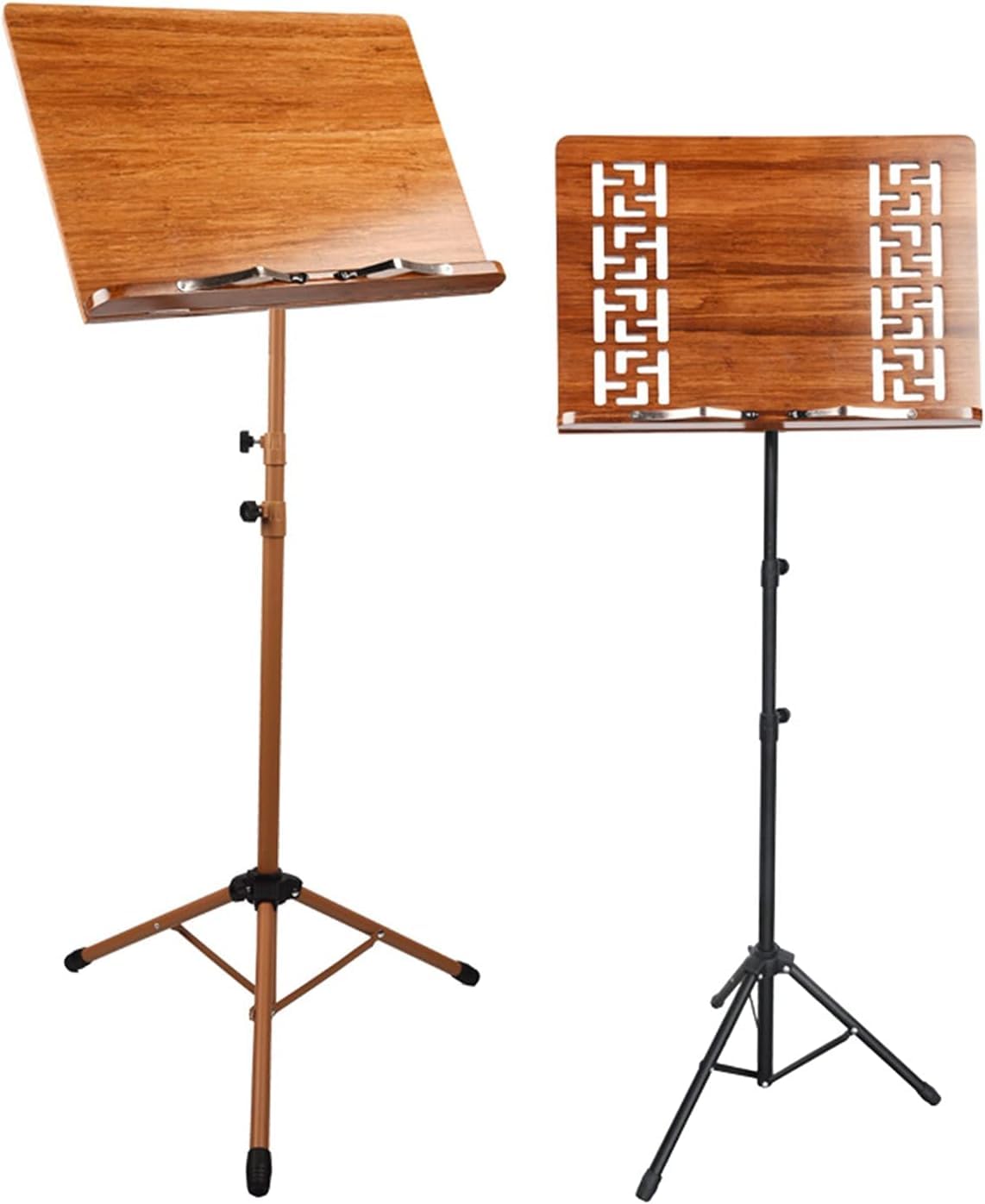 Notenständer holz, Notenständer klappbar stabil, Tragbarer Podiumständer, höhenverstellbar 39,4 Zoll - 51,2 Zoll, Notenständer für Gitarre, Geige, Ukulele spielen und lesen (F(80-180CM))