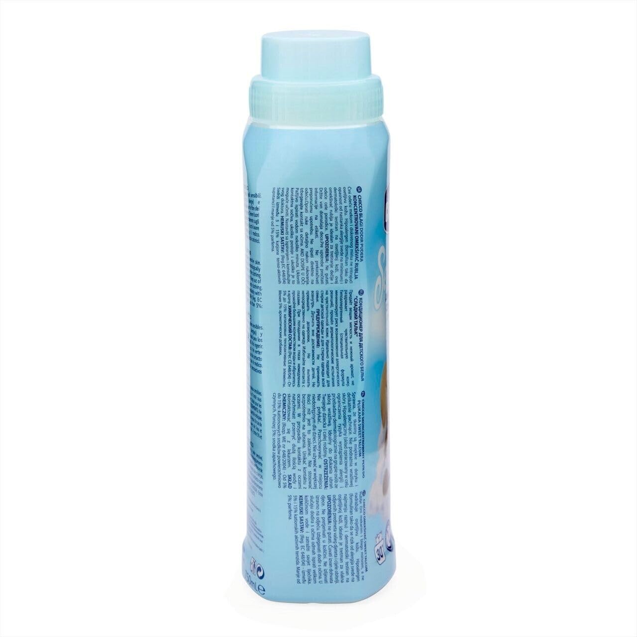 12x Chicco Sensitive Ammorbidente Concentrato Sweet Talcum, ideale per tutti i capi,ipoallergenico, senza coloranti, 30 lavaggi 750ml + Portachiavi Beni Culinari in Omaggio
