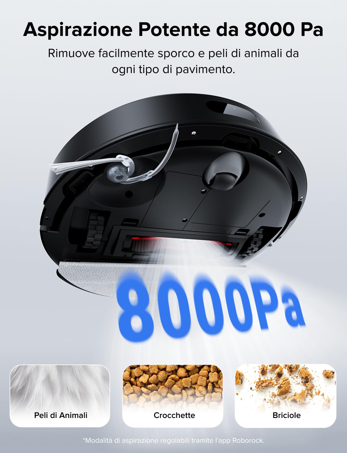 roborock Q7 L5 Robot Aspirapolvere Lavapavimenti con Mappatura, 8.000 Pa, Anti-groviglio, Quantità d'acqua Regolabile per il Lavaggio, Auto Boost sui Tappeti, Controllo APP, Nero