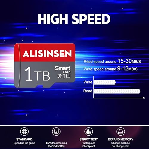 Miniatura 4 de Tarjeta Micro SD de 1 TB de alta velocidad clase 10 tarjeta de memoria de 1 TB con adaptador de tarjeta SD diseñado para teléfonos inteligentes