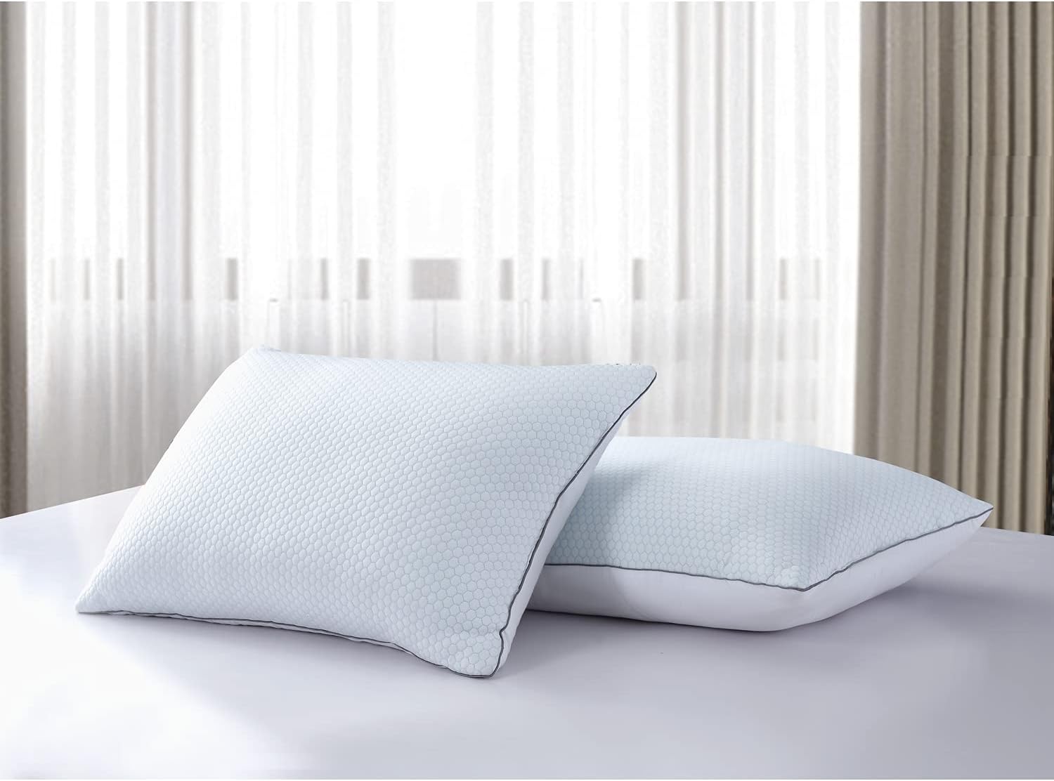 Serta Cooling Pillows White Feather Pillows Set of 2 Pack Super Supportive Bed Pillows for All Seasons,King (Pack of 2)