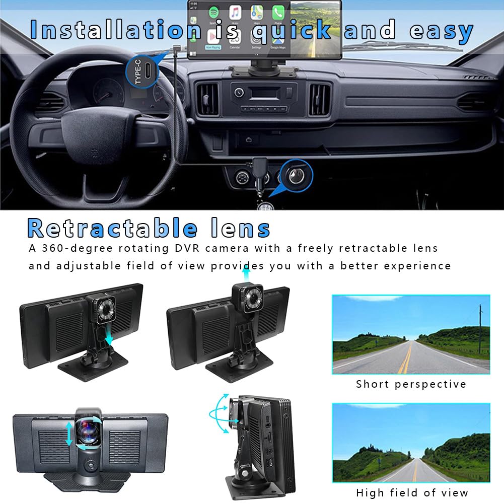 Pantalla Carplay Coche para Mazda Roadster 2005-2015, Portátil Pantalla Carplay Coche, FM Transmisor, AUX, Navegación GPS, Control por Voz