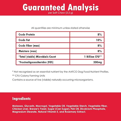 Miniatura 7 de Proflora Masticables blandos probióticos para perros, probióticos diarios de fuerza veterinaria, salud de la digestión, mejora el sistema