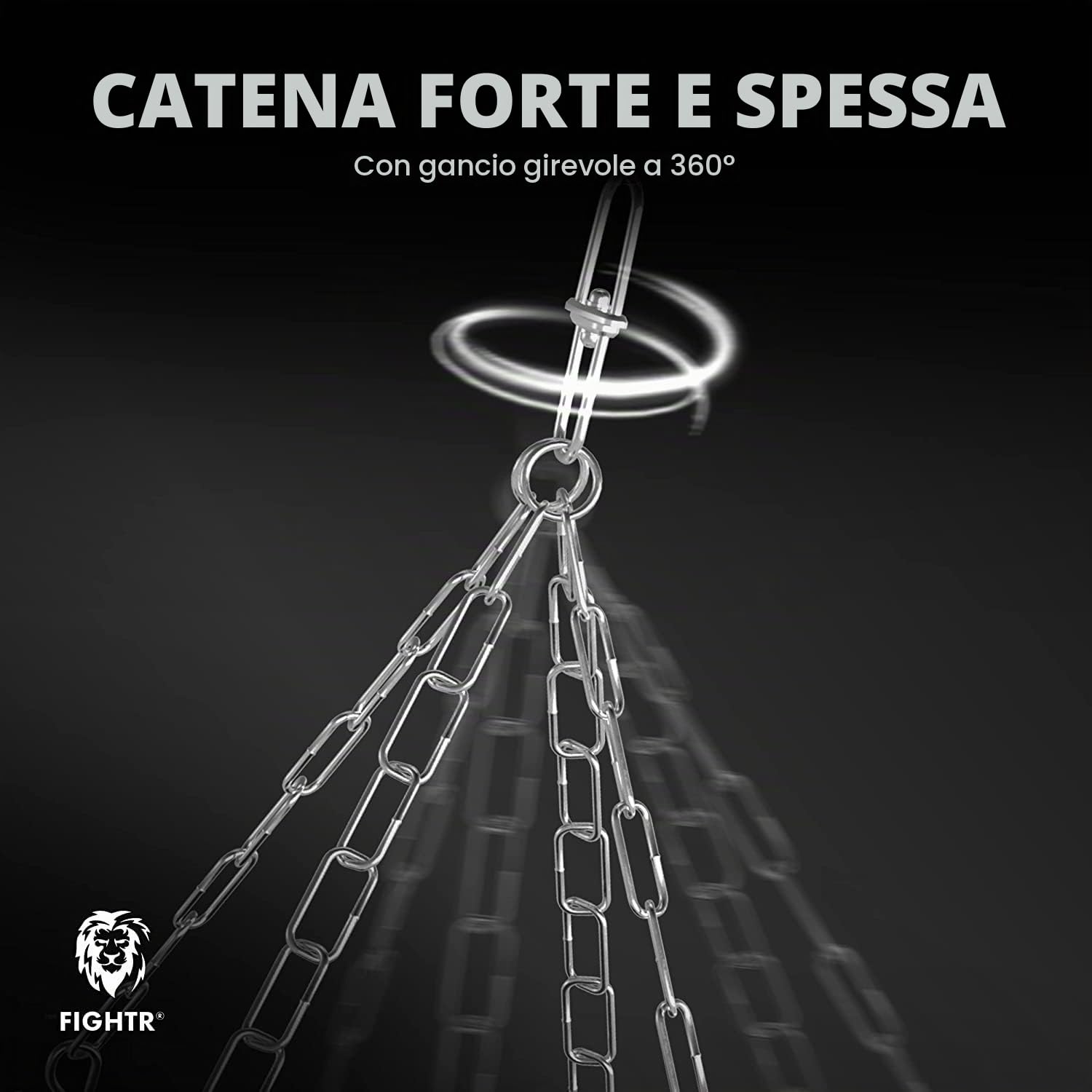 FIGHTR® Sacco da boxe da 1,2 m, resistente e robusto, 120 x 35 cm, con catena pesante per boxe, arti marziali, MMA (non riempito)