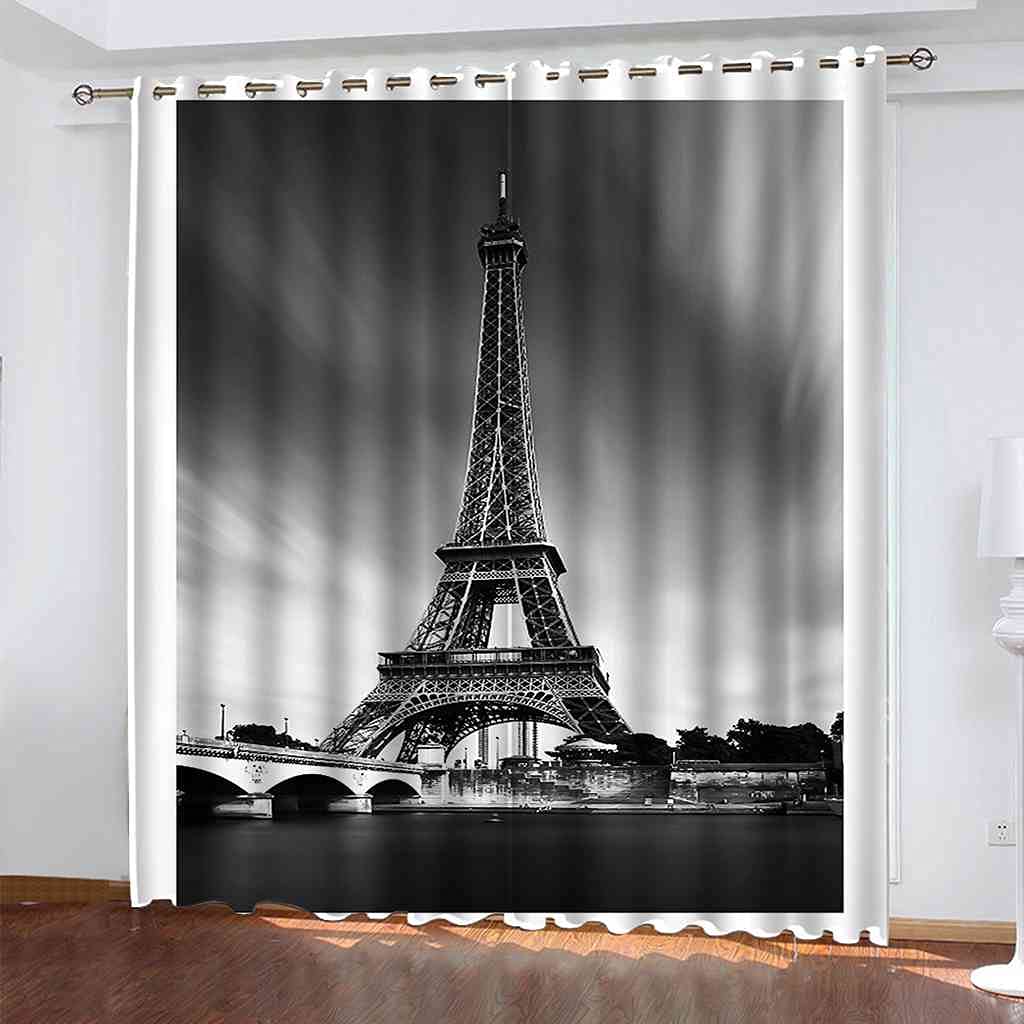 Rideau isolant thermique Tour Eiffel occultant pour salon et chambre