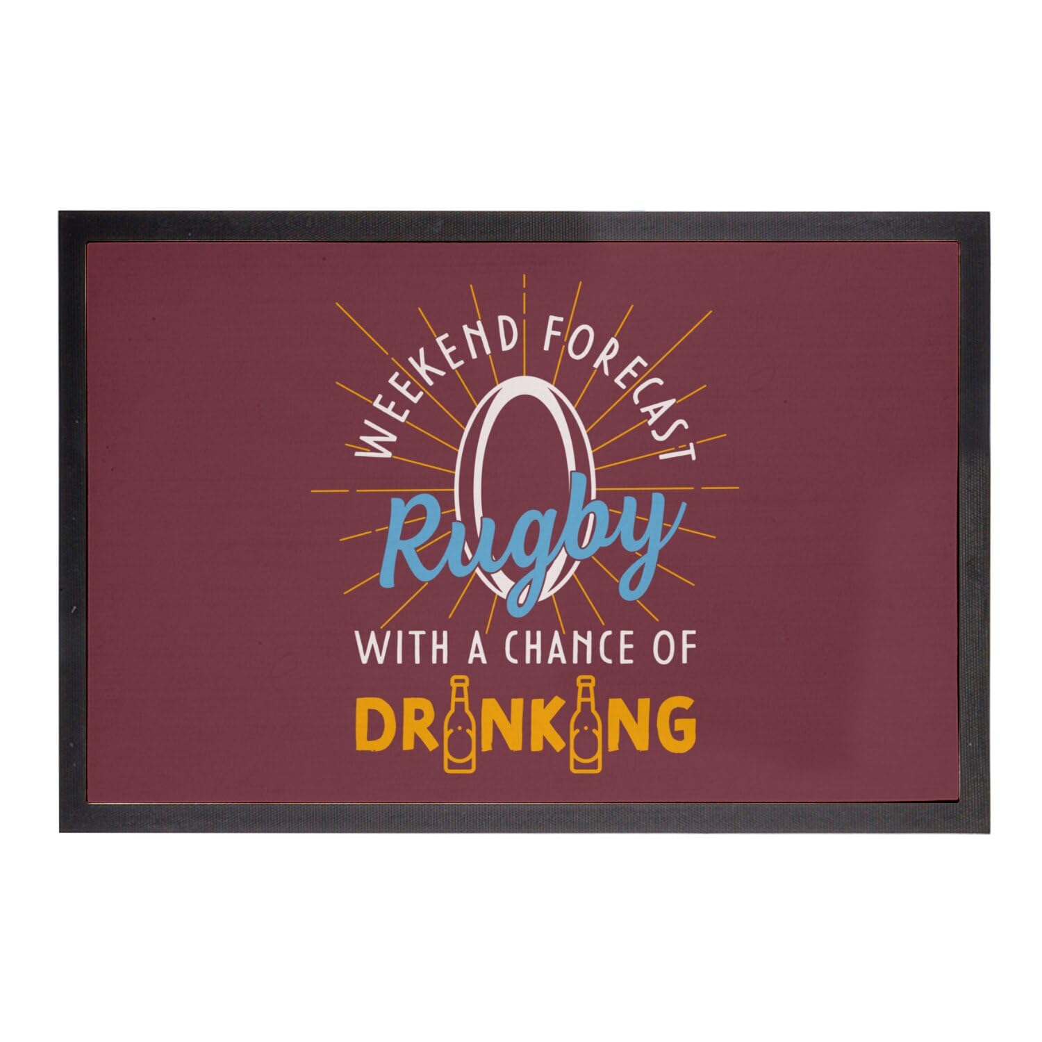 Paillasson rouge rugby robuste 75x50cm anti-poussière pour entrée et bar
