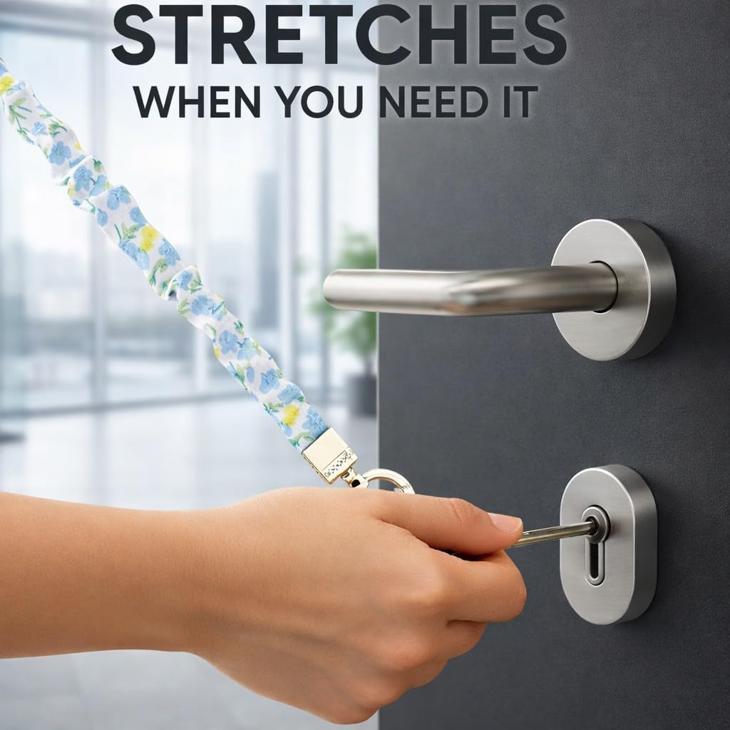 Teacher Scrunchie Lanyard for ID Badge, Thin Stretchy Elastic Neck Keychain, Cute Hands Free Accessory for School - Image 5