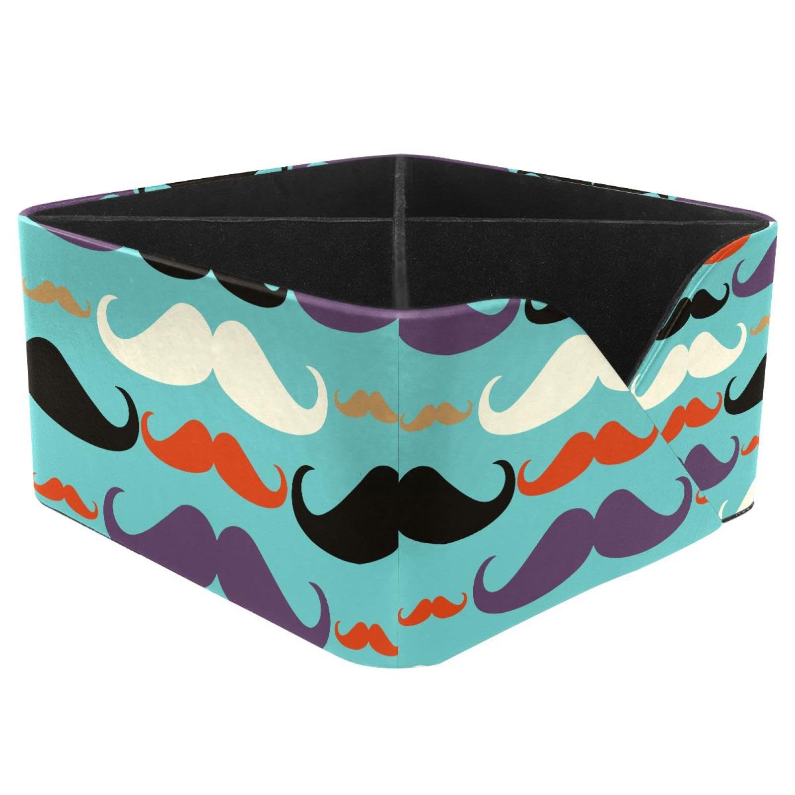 KengjuTesu Hipster Mustaches Desktop Organizer Pen Holder, Rectangular Pencil Cup for Office, Study and Makeup Stations