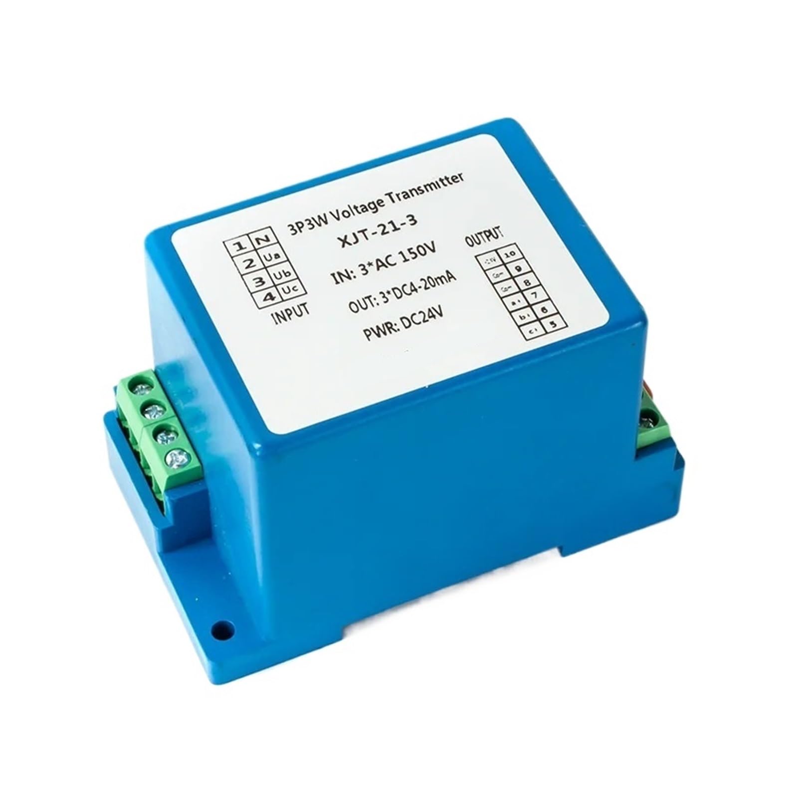 Trasmettitore di Tensione trifase a 4 Fili 3xAC 4-20mA 0-10V 0-5V Trasduttore di Tensione AC 100V 300V 500V DC 24V Trasmettitore di Tensione(0-50V_3PHASE4WIRE_24V)