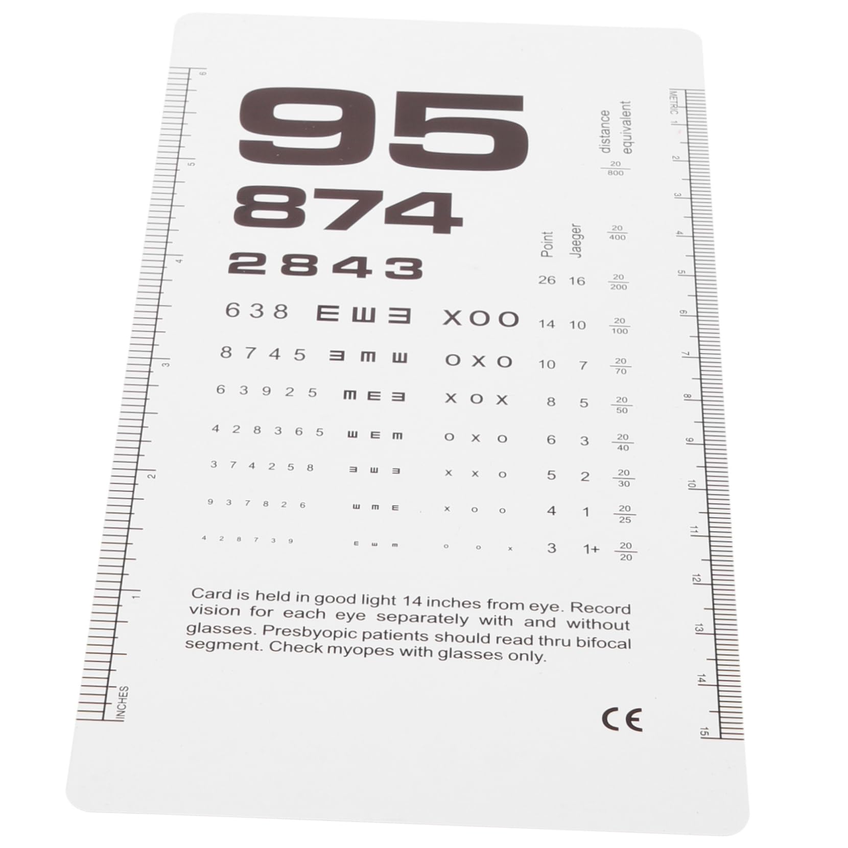 MUCKLILY Double-Sided Plastic Portable Vision Chart Easy to Read Eye Exam Chart for Wall Snellen Eyechart