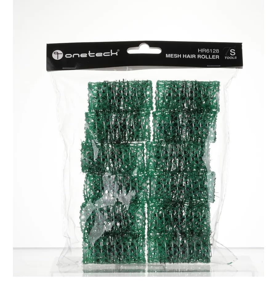 Onetech Mesh Hair Rollers 60Mmx28Mm| Green |12 Pcs