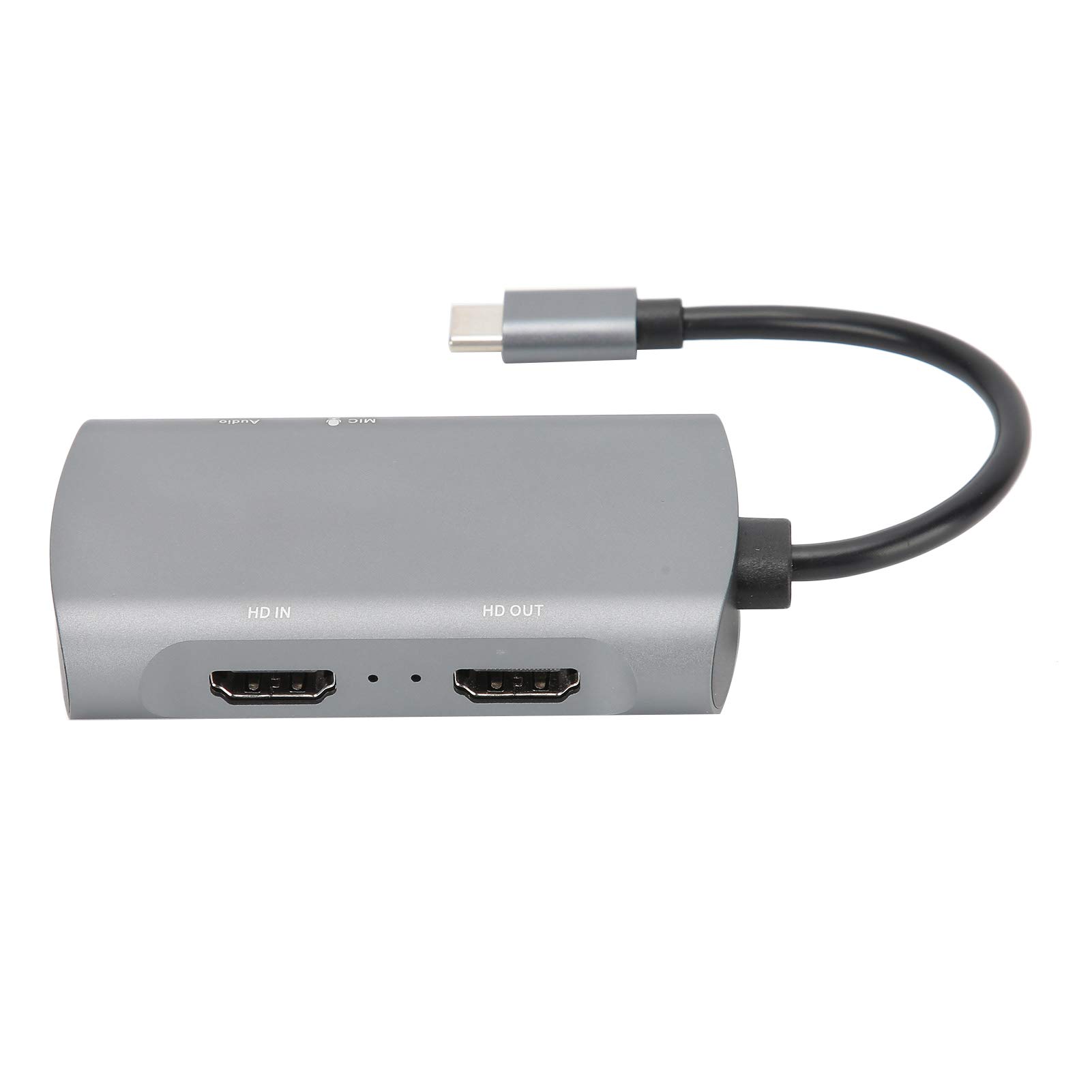 Z30A Audio Video Capture Card HDMI MIC to HDMI Audio Type C Local Loop Out 4K Capture Card for Streamers Content Creators Gray Aluminum Alloy 101g