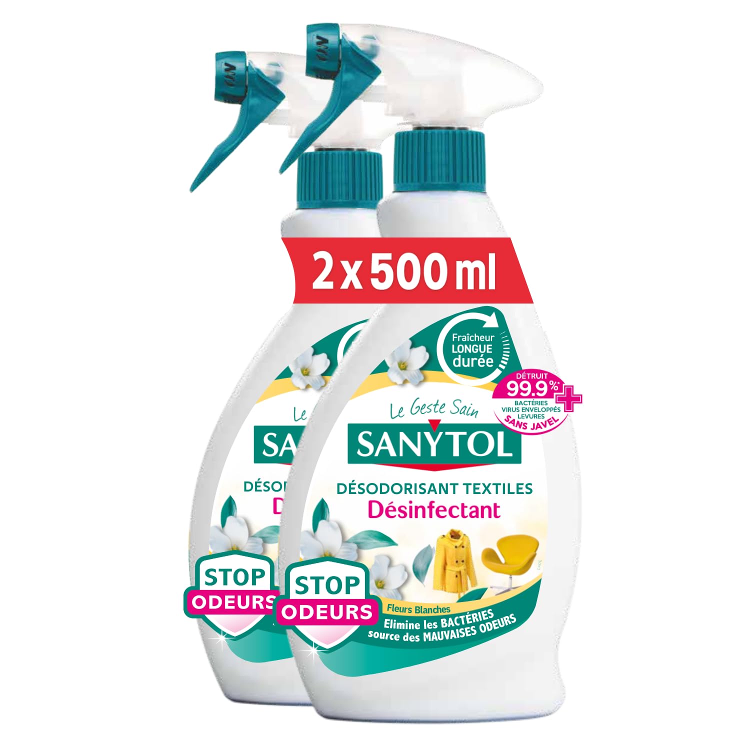 33633100 Sanytol – Desodorante de tejidos – 500ml – Pack de 2