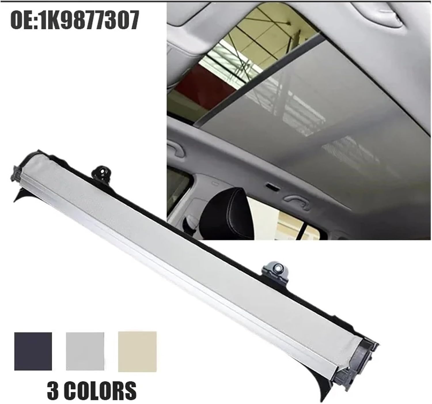 Car Sunroof Curtain Cover Sunshade Sunroof Visor Compatible For VW Cc Tiguan Touran Golf Audi Q5 2008-2017 1K9877307(Beige)