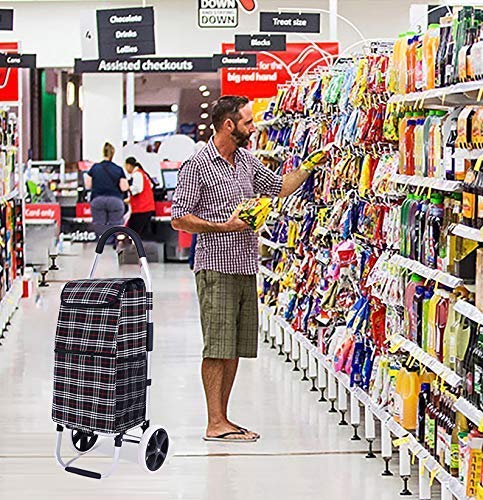WLKINF Einkaufstrolley, tragbar, zusammenklappbar, leicht, Treppenkletterwagen mit dreieckigem Kristallrad – Kapazität… – Bild 8
