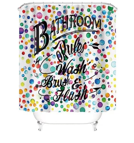 Mkikejoy Colorful Bubble Shower Curtain Bathroom Rules Shower Curtain For Kids Boys Girls Teens Rainbow Watercolor Polyester Fabric Bathroom Decor Set With 12 Plastic Hooks 72X72 Inch #TOP1