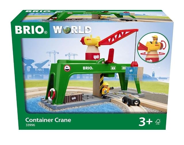 Foto 2 de 8 de BRIO World - Grúa para Contenedores, Accesorio Tren de Madera Desde 3 años