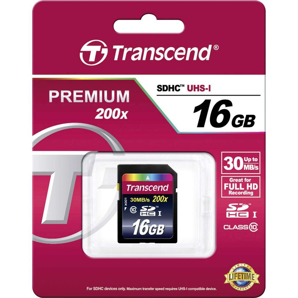 Transcend TS16GSDHC10 Scheda di Memoria SDHC da 16 GB, Classe 10