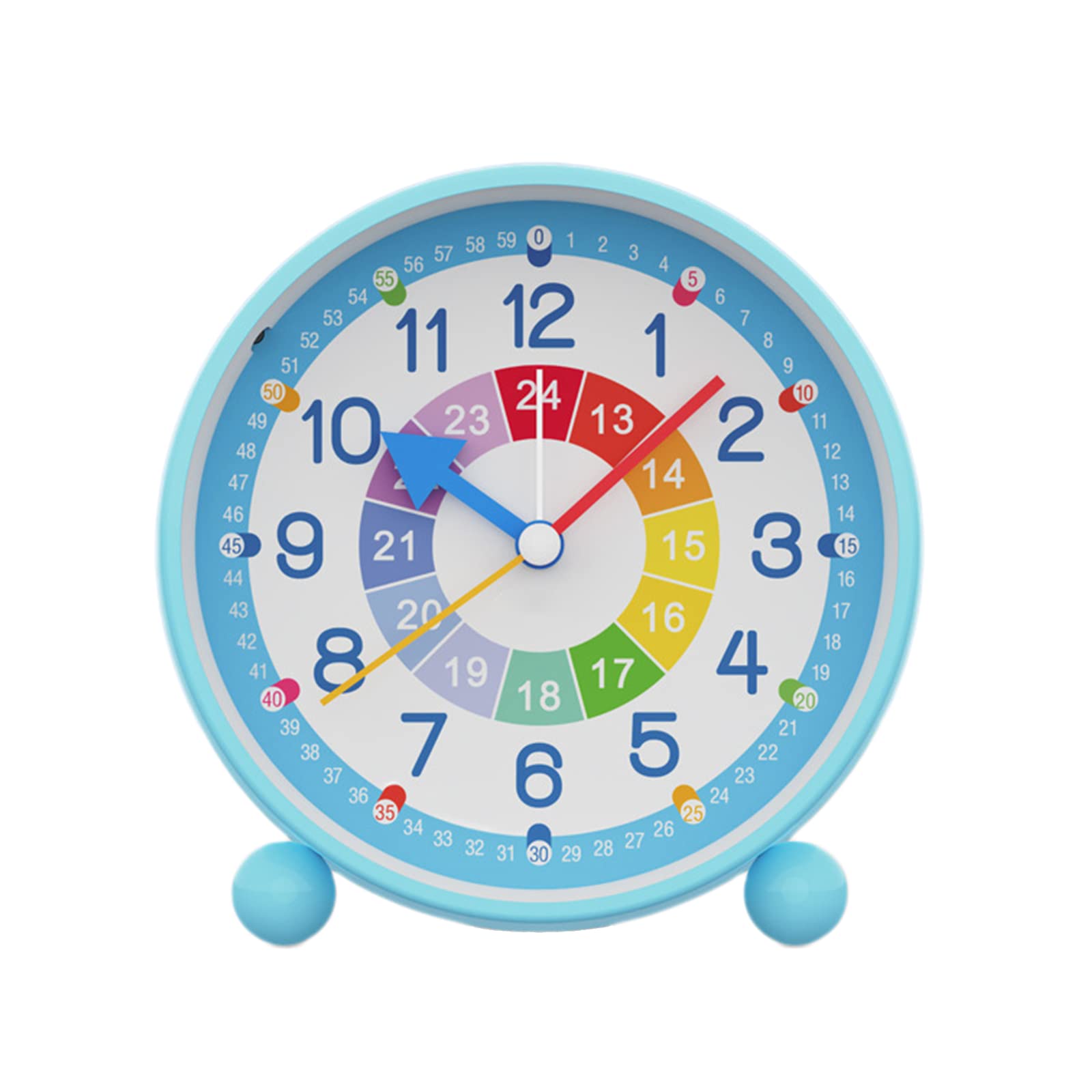 HOTIYOK Telling Time Teaching Clock for Kids Learning Alarm Clock 4 Inch Table Clocks Bedroom Desk Silent Non Ticking Educational Clock with Night