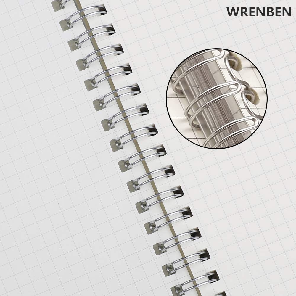 WRENBEN Quaderno a spirale in carta millimetrata, 22,5 x 28 cm, 240 pagine, formato A4, con carta grafica spessa 120 g/m², grande quaderno matematico a quadretti da 1/5 pollici, con copertina in PVC