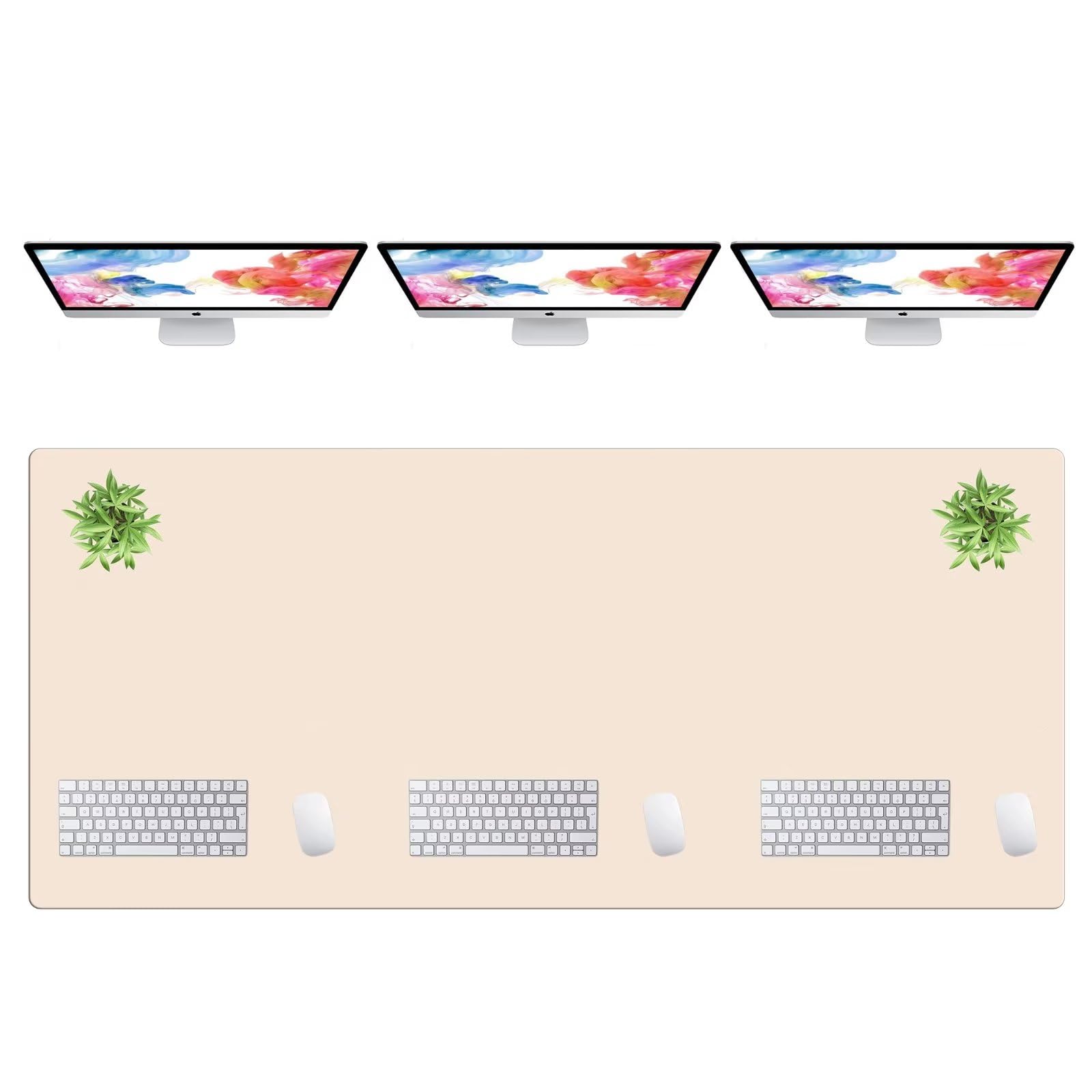 LL-COEUR Extra Large PU Leather Desk Mat Large Mouse Pad XXL Waterproof Table Mat Office Laptop Writing Pad (70.9 x 31.5 inch, Apricot)