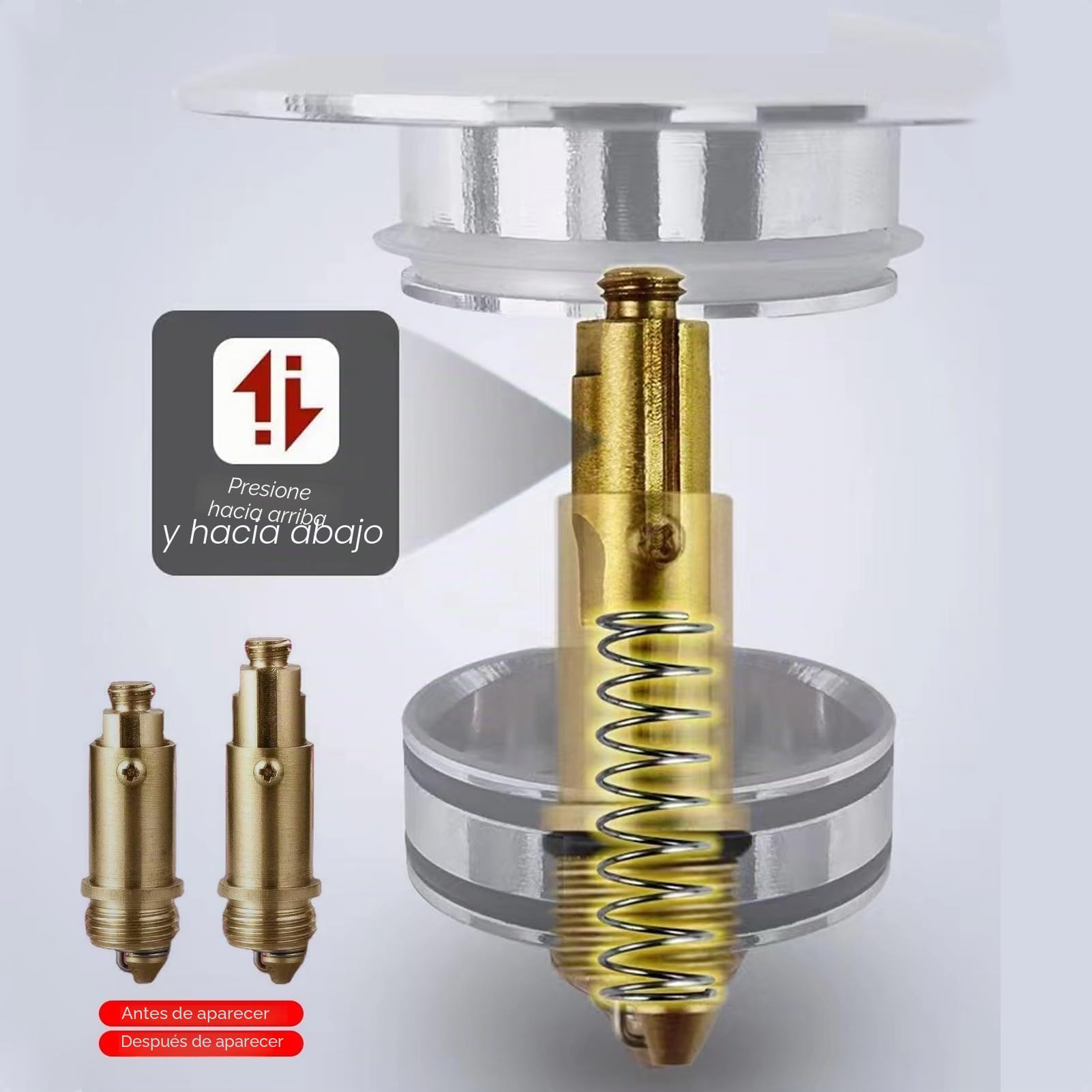 2 Piezas latón de Recambio para desagüe de Lavabo,tapon Lavabo Click clack,Tornillo de Tapón con Mecanismo de Resorte para Fregadero,Repuesto Lavabo y Bañera