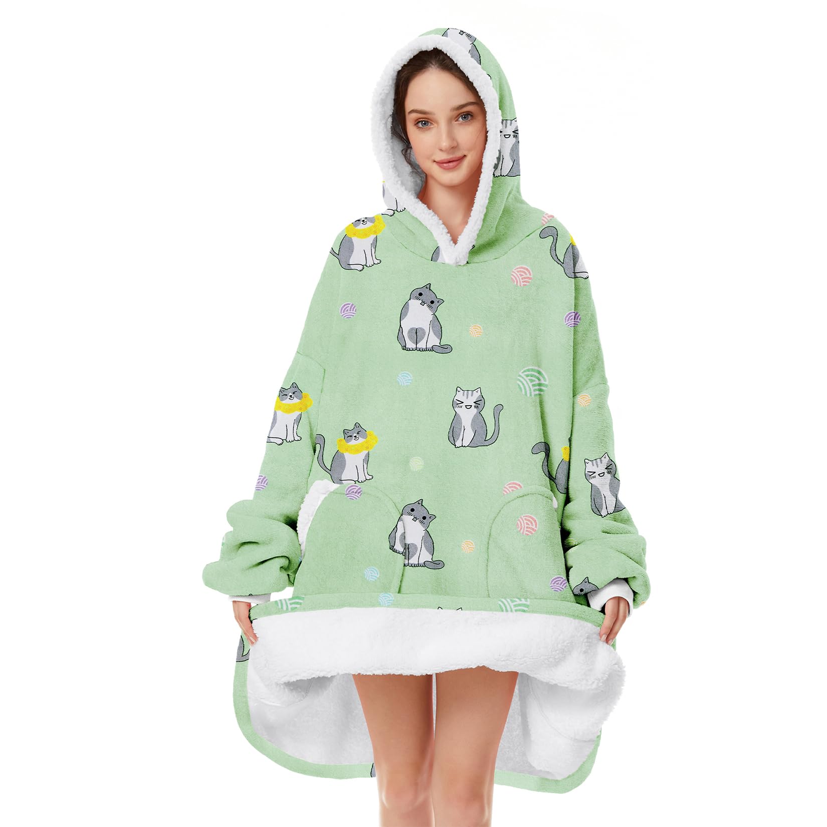 Century Star Wearable Blanket Hoodies for Women Men Sherpa Oversized Thick Cozy Fleece Soft Warm Adult Sweatshirt Hooded