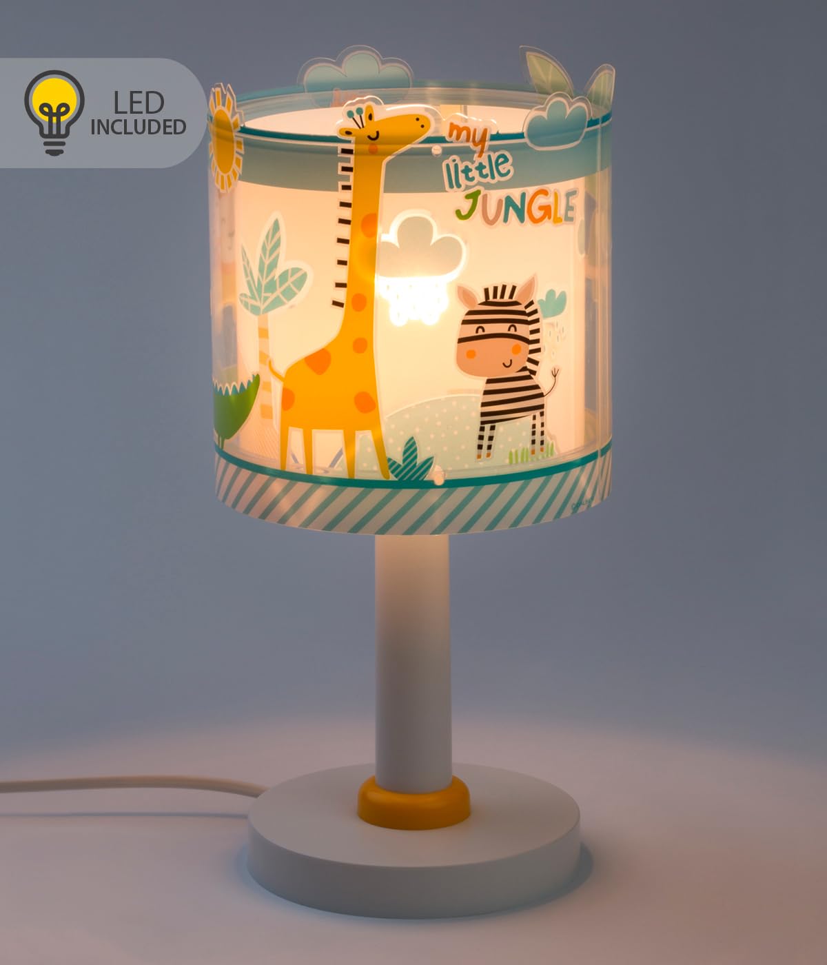 Dalber Lampada da tavolo o comodino per bambini My Little Jungle Animali Giungla, Leone, Elefante, 76011NT, G4-4W LED - Lampadina inclusa