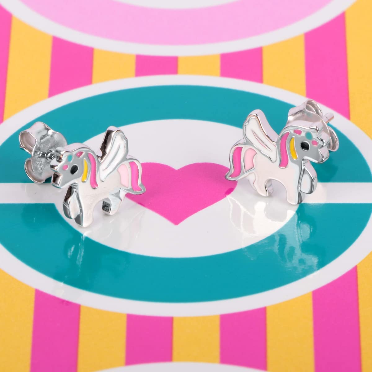 Bluespirit Orecchini da bimba, Collezione B-BABY, in argento 925 rodiato, smalto,Idee regalo - P.25D301001600