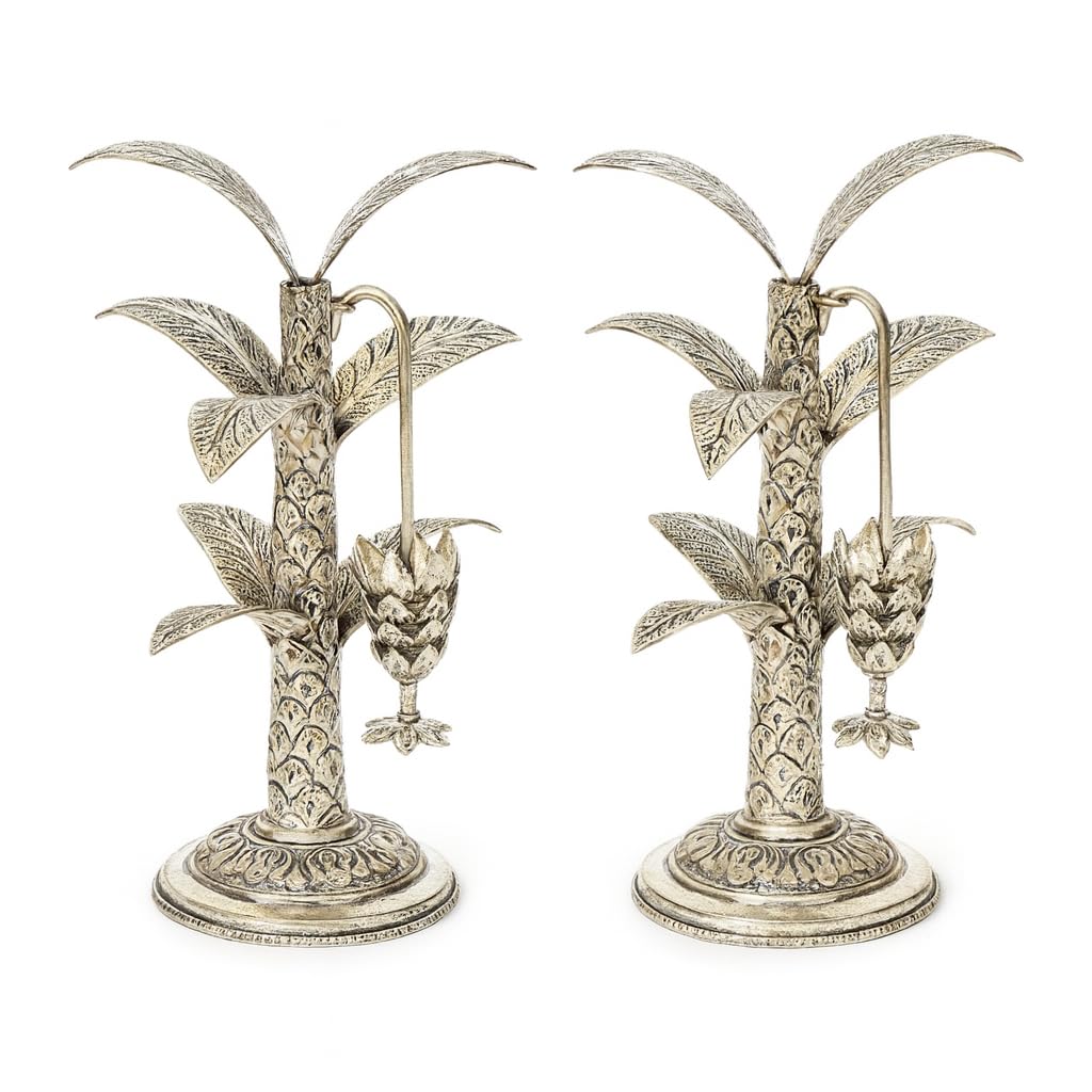 Govind Art German Silver Banana Tree Set for Pooja | Temple Decoration Combo | Traditional Silver Plated Banana Tree for Home Mandir (Small)-image-10
