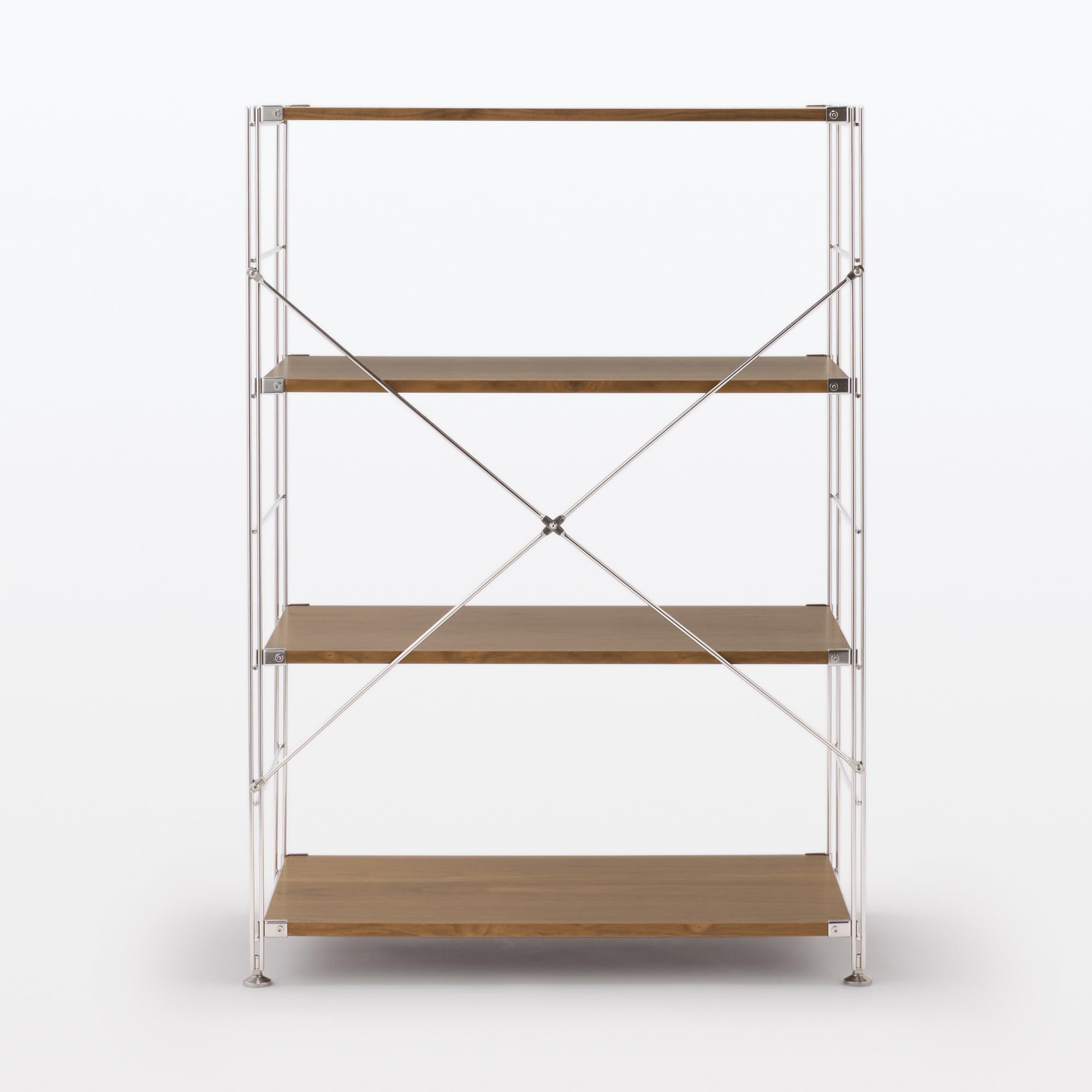 Amazon｜無印良品 ステンレスユニットシェルフ ウォールナット材棚