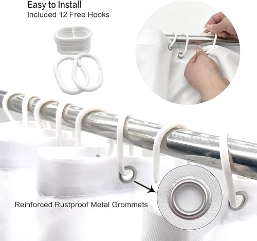 Miniatura 8 de Cortina de ducha con diseño de árbol de Navidad para baño, juego de cortina de ducha de tela de poliéster con ganchos, 72 x 72 pulgadas