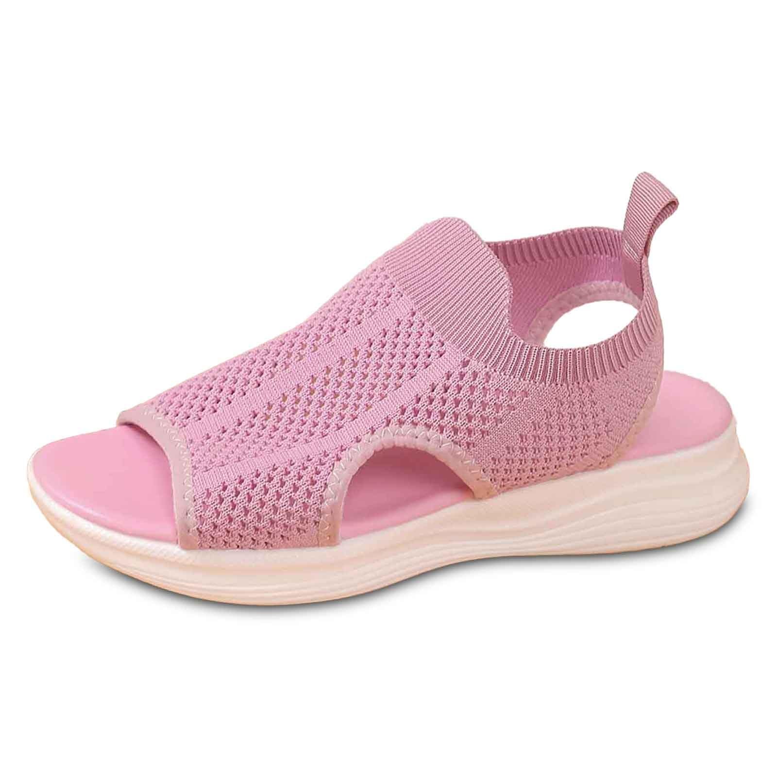 Sandalias de mujer modernas de estilo plano informal con tejido de malla para el verano 7