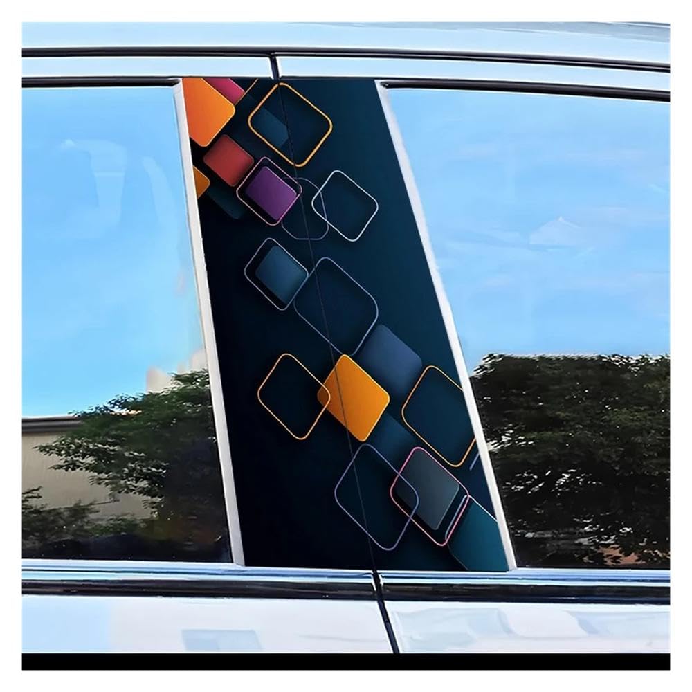 Dabhuoc One Color Car Parts 2Pcs Car Door Pillar Decoration Sticker Squares Scratch Protection